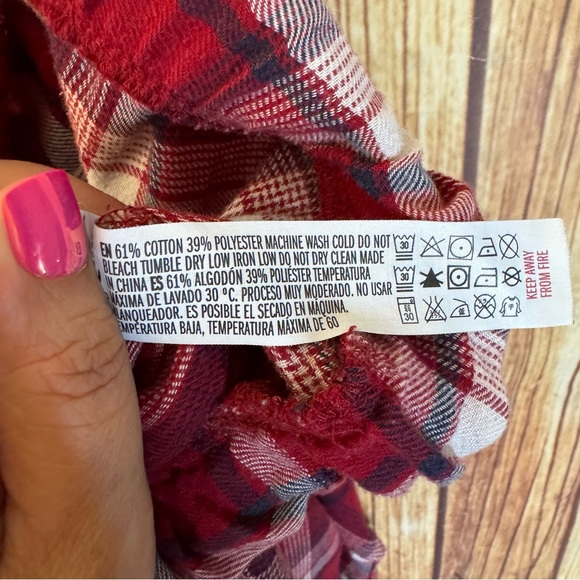 Forever 21 Women’s Red Plaid Pajama Sleep Bottoms with Pockets Size Small - Picture 9 of 9